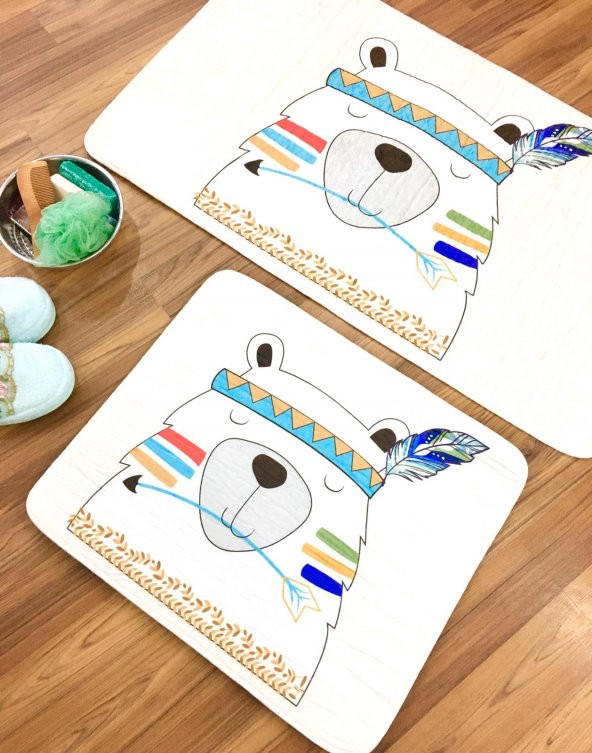 Bayev Soley Bear Djt. 2 Li Banyo Paspas Seti Klozet Takımı 1007 01 - Resim 4