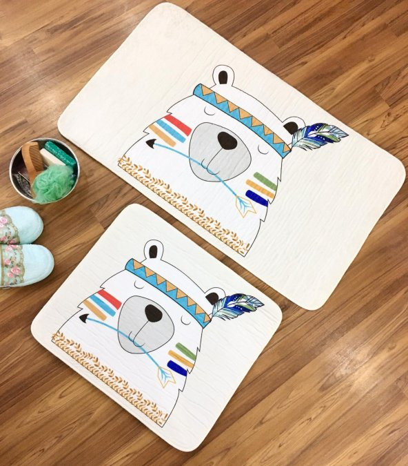 Bayev Soley Bear Djt. 2 Li Banyo Paspas Seti Klozet Takımı 1007 01 - Resim 5