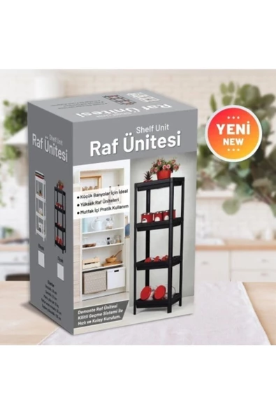 3 Bölmeli Banyo Raf Ünitesi Siyah Banyo Düzenleyici Şampuanlık Dolap - 2