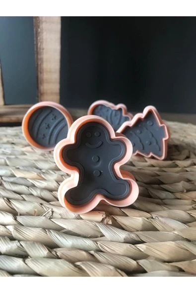 3133 4 Adet Gingerman Çam Ağacı Kardanadam Kurabiye Kalıbı Çocuklar Için Hamur Şekillendirici - Resim 6