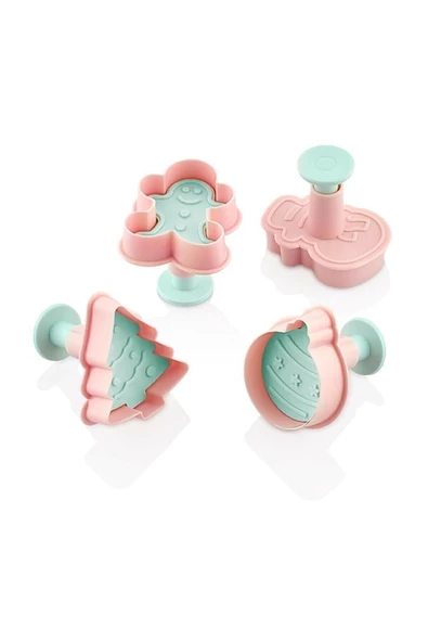 3133 4 Adet Gingerman Çam Ağacı Kardanadam Kurabiye Kalıbı Çocuklar Için Hamur Şekillendirici - Resim 4