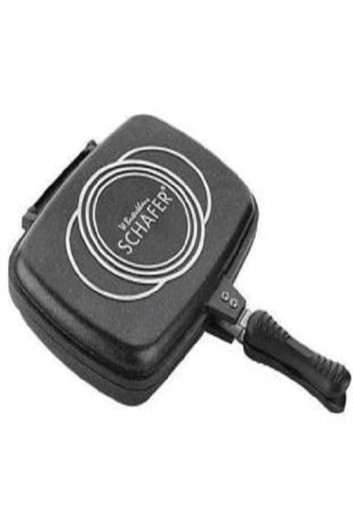 Granit Kare Double Grill Pan 32 Cm - Siyah Çift Taraflı Kullanılabilen Ayrılabilen Ikiz Tava ürün görseli