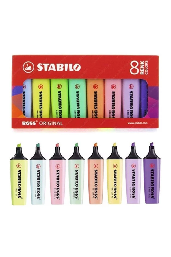 Stabilo Fosforlu Kalem Boss Original İşaretleme Kalemi 8 Li Paket