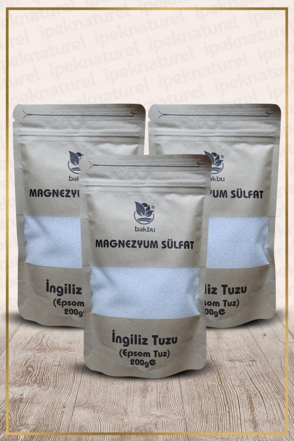 Bakbu Magnezyum Sülfat İngiliz Tuzu 3Lü Paket 200 Gr (Epsom Tuzu)