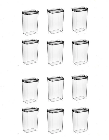 Vakumlu Hava Almaz Saklama Kabı Seti Erzak Kabı Dikdörtgen 12Adet 3100ML - Resim 4