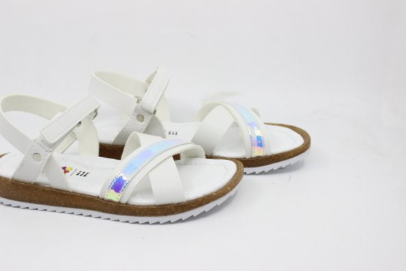 Zerhan 29 Kız Çocuk Beyaz Cırtlı Sandalet - 5