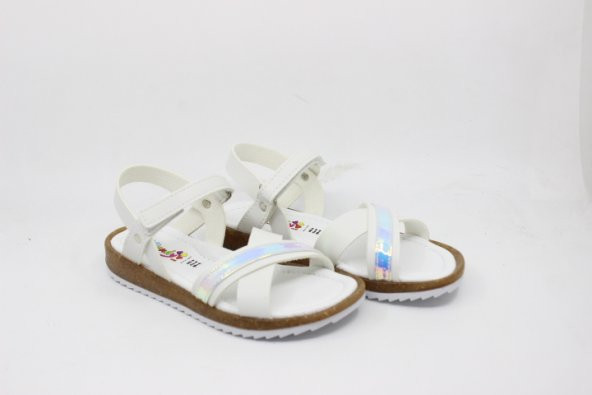 Zerhan 29 Kız Çocuk Beyaz Cırtlı Sandalet - 6