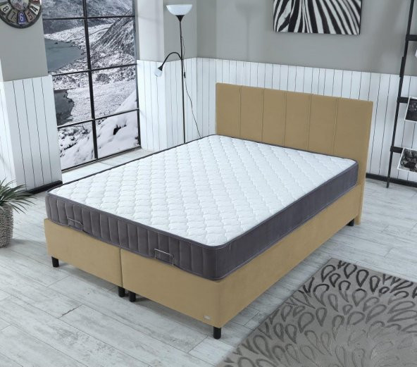 İpek Mobilya Alto Set ( Baza + Başlık + Yatak ) Renk BEJ 150x200