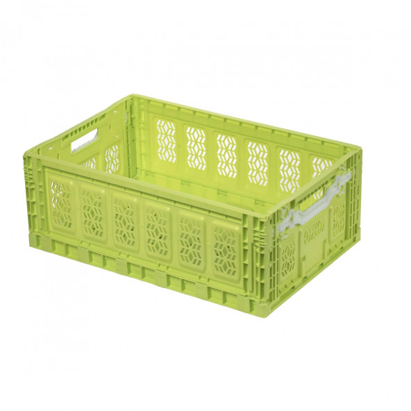 Pro Box Katlanır Kilitli Plastik Kasa Fıstık Yeşili (60x40x23 cm)
