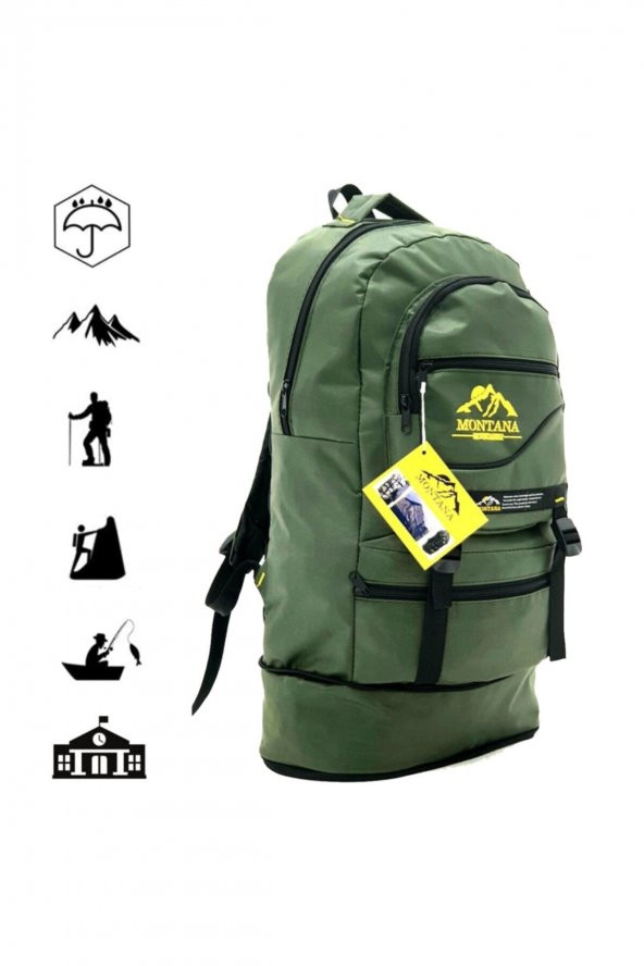 Montana Unisex Haki Körüklü 65 lt Kapasiteli Dağcı Sırt Çantası