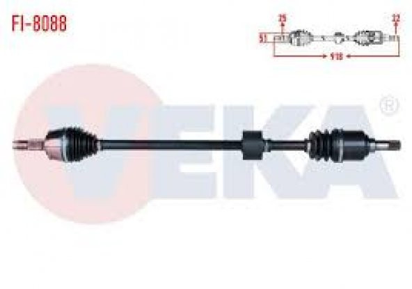 VEKA FI-8088 KOMPLE AKS SAĞ ÖNFIAT EGEA 1.4 M-T 2015- 918MM UZUNLUK 55228304-51975576-1607440180 - 1