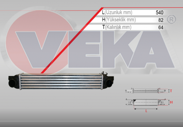 VEKA 42-1804 TURBO RADYATORU (INTERCOOLER) FIAT FIORINO (225) 1.3 MJT EURO 4 2007- - 1