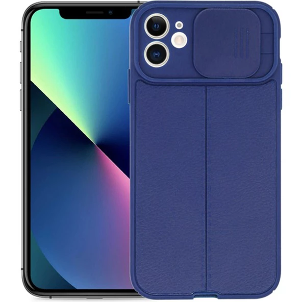 Gpack Apple iPhone 11 Kılıf Kamera Sürgülü Deri Dokulu Mat Silikon - 2