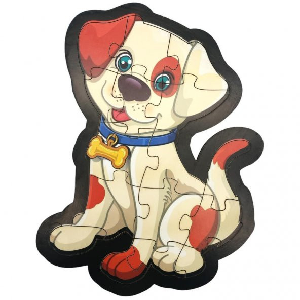 Farbu Oyuncak Ahşap Köpek Puzzle 16 Parça Arka Yüzü Hikayeli Yapboz