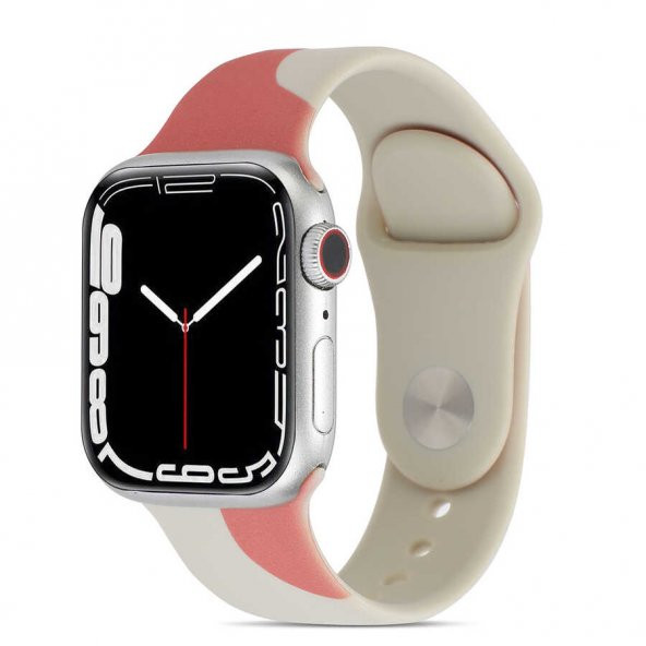 Apple Watch 7 45mm KRD-62 Suya Dayanıklı Renkli Desenli Silikon Kordon