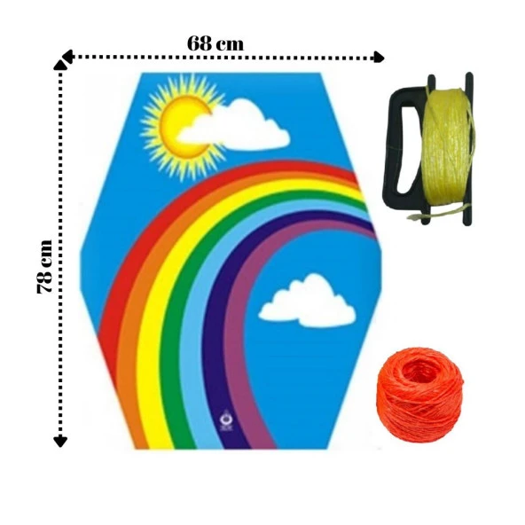 Uçurtma Çıtalı Gökkuşağı Modeli Yedek İpli 1 Adet Artlantis Çıtalı Uçurtma 1 Adet
