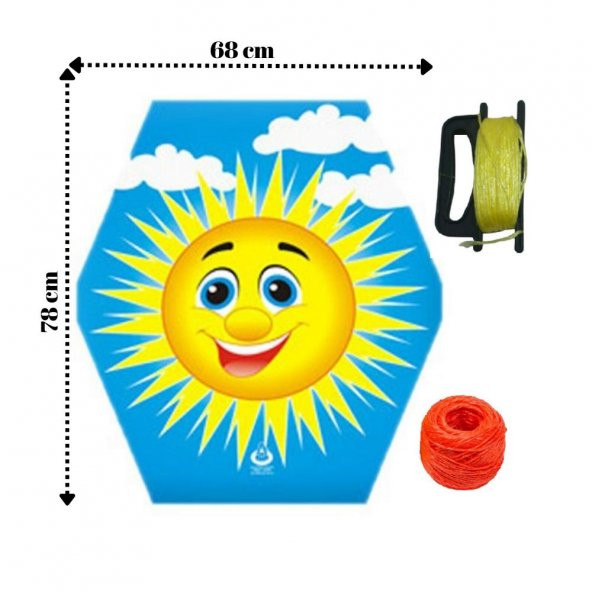 Uçurtma Çıtalı Güneş Modeli Yedek İpli 1 Adet Artlantis Çıtalı Uçurtma 1 Adet