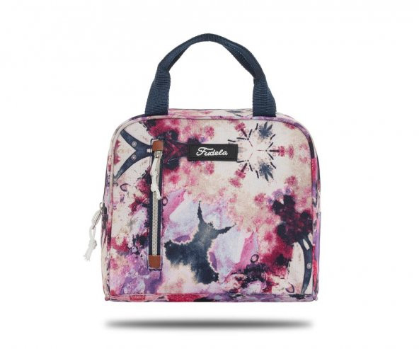 Lounch Color Siyah Pembe Çiçek Desen Beslenme Çantası - 4