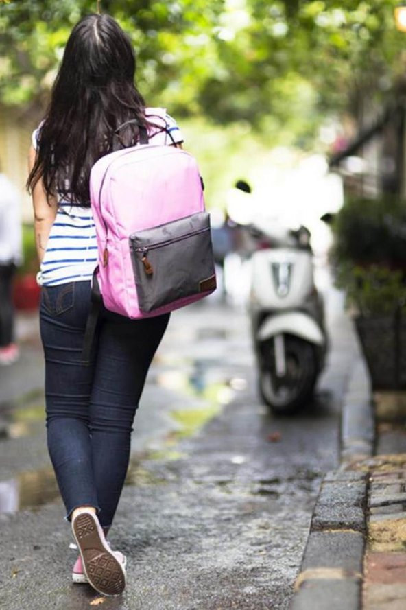 Unisex INQ Pink-Grey Backpack  Sırt Çantası Fİ05