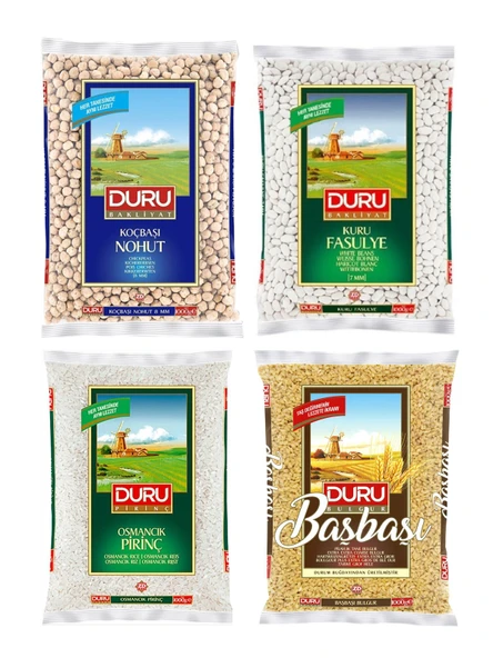 Duru Bakliyat Seti / Nohut - Fasulye - Pirinç - Bulgur