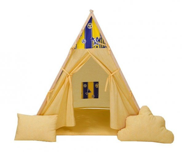 Ceylan Home Ahşap Çocuk Oyun Çadırı - Oyun Evi (sarı Lacivet)