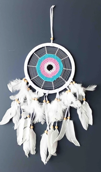 Turkuaz Ve Pembe Renk Düş Kapanı El Yapımı Duvar Süsü ürün görseli