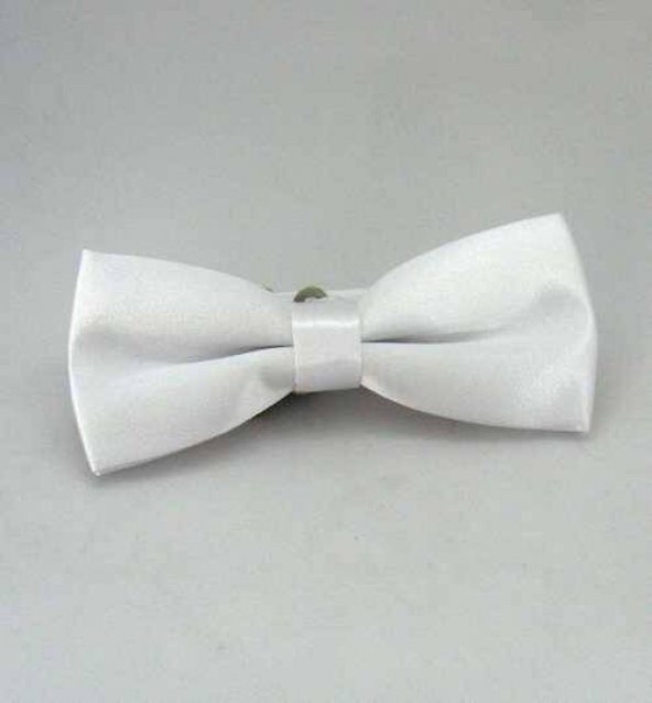 Beyaz Çocuk Boy Düz Renk Saten Papyon - CP-02