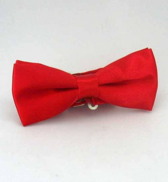 Kırmızı Çocuk Boy Düz Renk Saten Papyon - CP-03