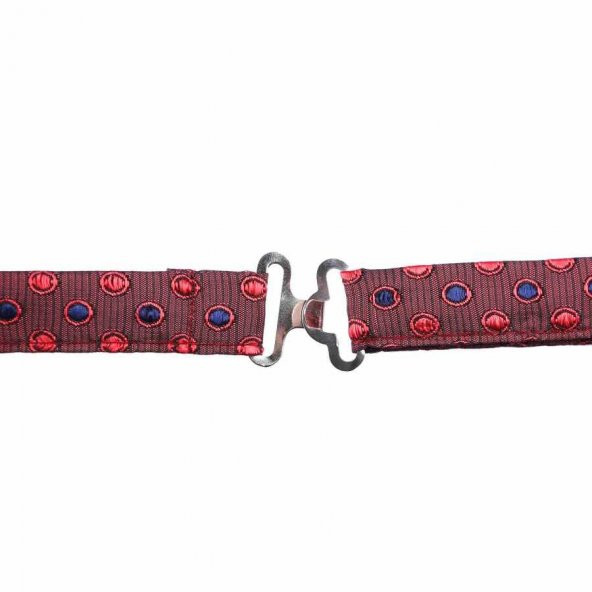 Bordo Kırmızı Lacivert Renk Dokuma Desenli Papyon  - /DP-705 - 2
