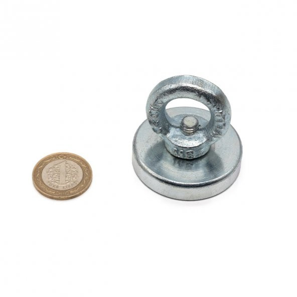 Magnet Fishing Süper Güçlü Halkalı Neodyum Pot Mıknatıs, 48mm Çap, Kanca Kurtarma Mıknatısı - 2