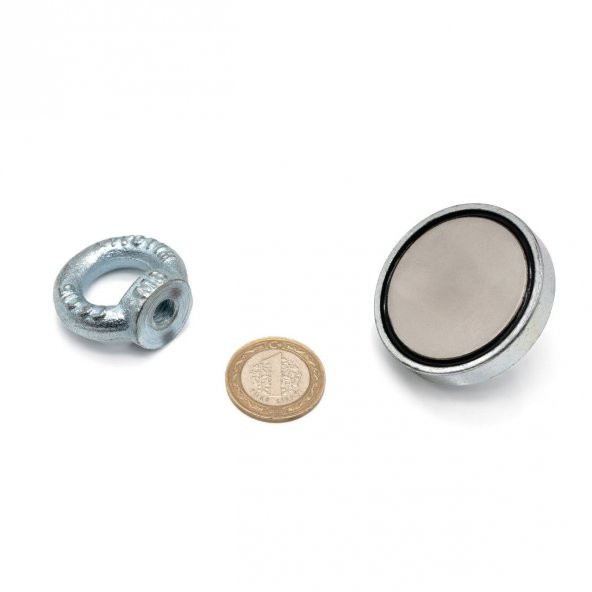 Magnet Fishing Süper Güçlü Halkalı Neodyum Pot Mıknatıs, 48mm Çap, Kanca Kurtarma Mıknatısı - 4