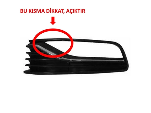 VW Polo 2015-2017 Ön Tampon Sol Sis Farı Kapağı Krom Çıtalı 6C0854661C