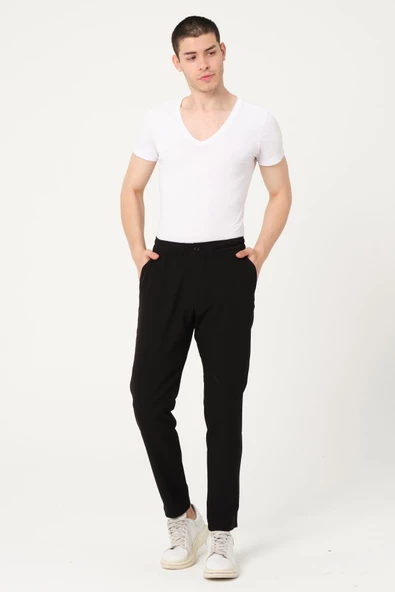 Erkek Relaxed Fit Beli Lastikli Düğmeli Likralı Rahat Spor Pantalon - 11