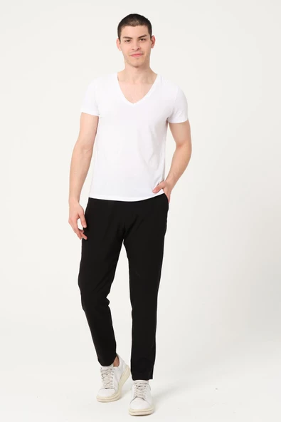 Erkek Relaxed Fit Beli Lastikli Düğmeli Likralı Rahat Spor Pantalon - 9