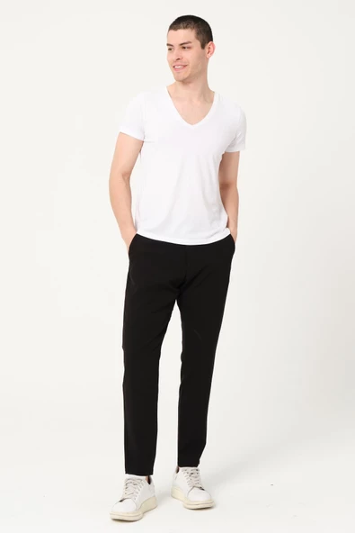 Erkek Relaxed Fit Beli Lastikli Düğmeli Likralı Rahat Spor Pantalon - 8