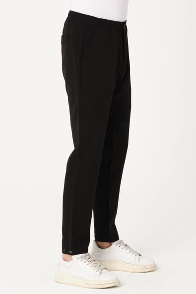 Erkek Relaxed Fit Beli Lastikli Düğmeli Likralı Rahat Spor Pantalon - 4