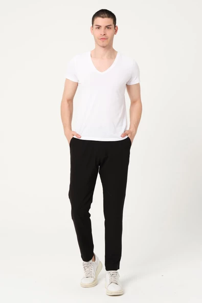 Erkek Relaxed Fit Beli Lastikli Düğmeli Likralı Rahat Spor Pantalon - 7