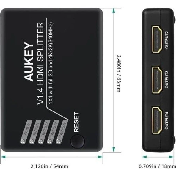 DAYTONA AUKEY HA-H02 4'LÜ HDMI ÇOKLAYICI,FHD 4K/3D - 4