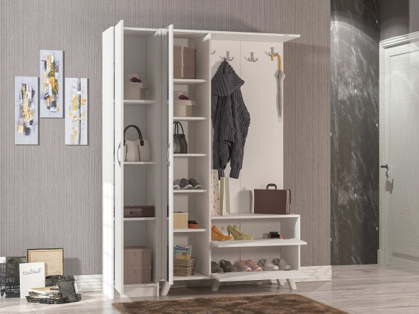 ABRE vm-34342 BEYAZ VESTİYER PORTMANTO AYAKKABILIK - 2