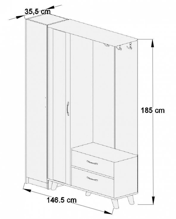 ABRE vm-34342 BEYAZ VESTİYER PORTMANTO AYAKKABILIK - 5