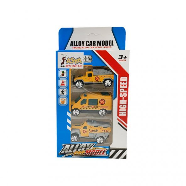 Oyuncak 3lü Metal Die-Cast İnşaat Oyuncak Araçları