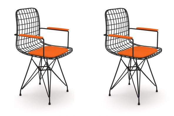 Knsz kafes tel sandalyesi 2 li mazlum syhtrn kolçaklı ofis cafe bahçe mutfak