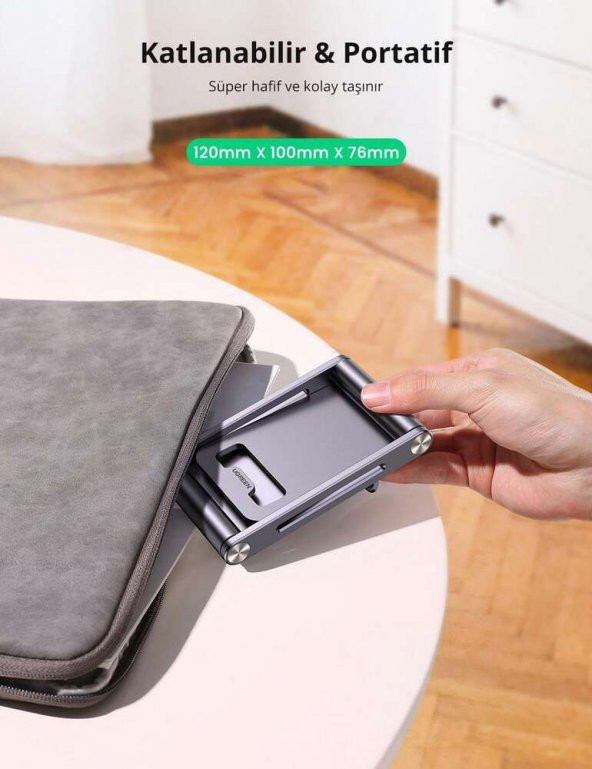 Ugreen Alüminyum Masaüstü Telefon Tablet Tutucu Stand Gri - 6
