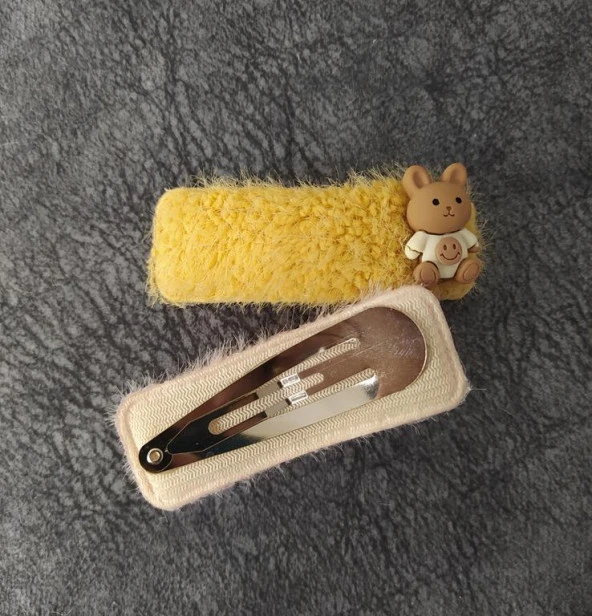 Sevimli Tavşan Renkli Peluş Çıt Çıt Toka Saç Aksesuar 11482 - 2