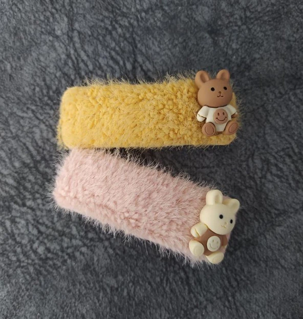 Sevimli Tavşan Renkli Peluş Çıt Çıt Toka Saç Aksesuar 11482 - 3