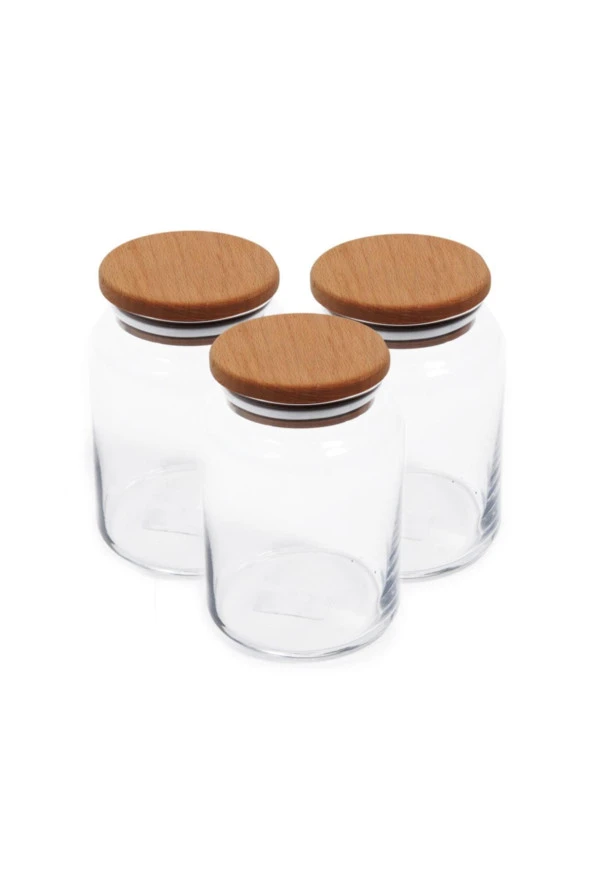 Gurme Ahşap Kapaklı 3 lü Kavanoz 890 cc