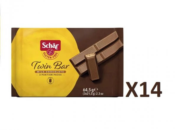 Schar Twin Bar 64,5 gr Glutensiz Çiftli Çikolata Bar 14 Adet