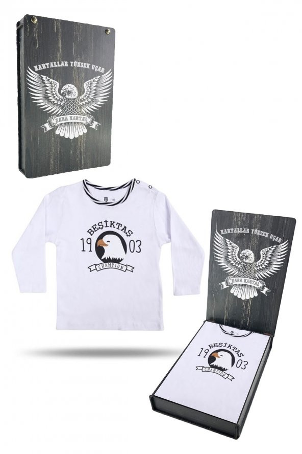 Beşiktaş Orijinal Bebek T-Shirt Hediyelik Ahşap Kutulu - 3