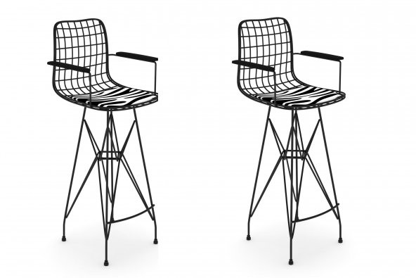 Knsz kafes tel bar sandalyesi 2 li zengin syhbonar kolçaklı 75 cm oturma yüksekliği ofis cafe bahçe mutfak