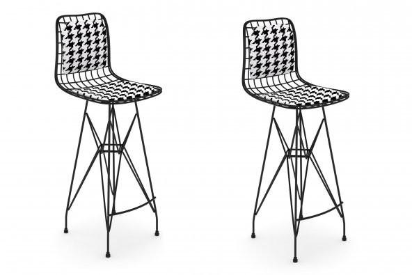 Knsz kafes tel bar sandalyesi 2 li zengin syhkono sırt minderli 75 cm oturma yüksekliği ofis cafe bahçe mutfak